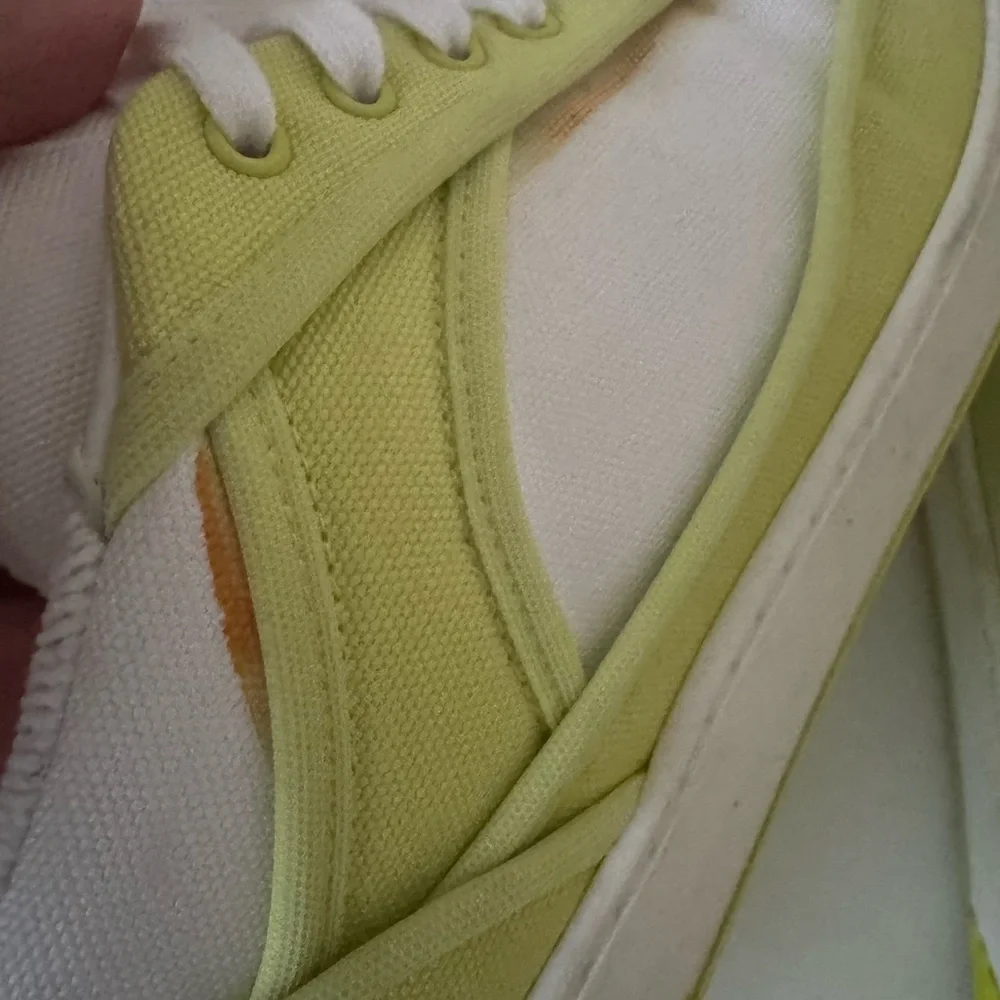 Chanel Fabric Womens Logo Sneakers 37.5 Yellow White